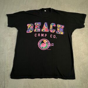 Vintage 90s T-Shirt Turtle‎ Bay Beach Camp Co Flamingo Black Single Stitch XXL